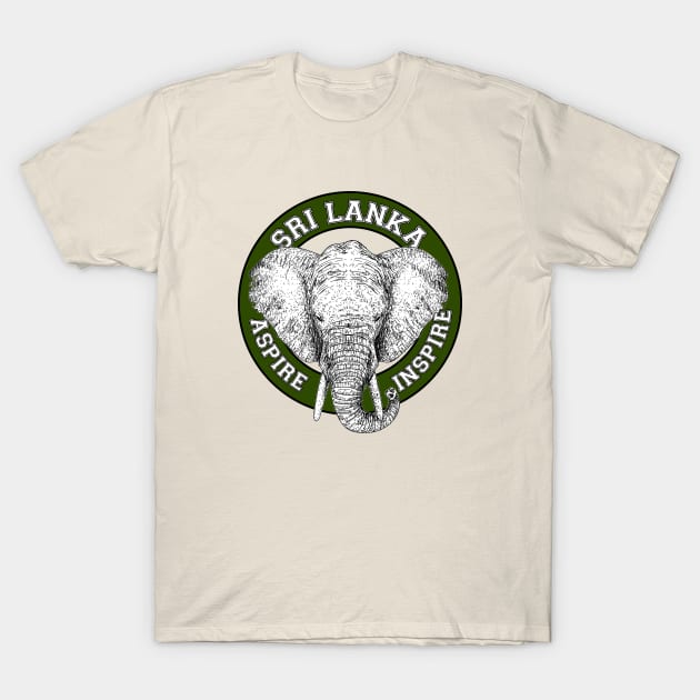 Sri Lanka Elephant Green, Black & White (Ceylon Elephant) T-Shirt by EYECHO